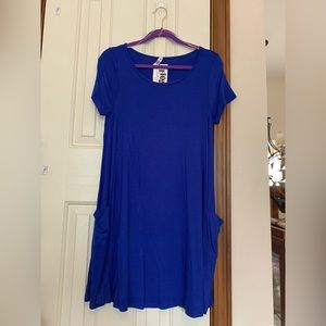 Blue midi dress, blue, medium